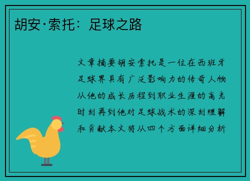 胡安·索托:足球之路 胡安·索托:足球之路